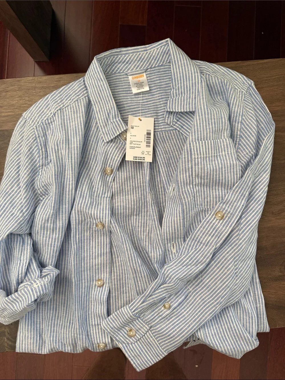 Gymboree Light Blue and White Striped Button-Down Shirt